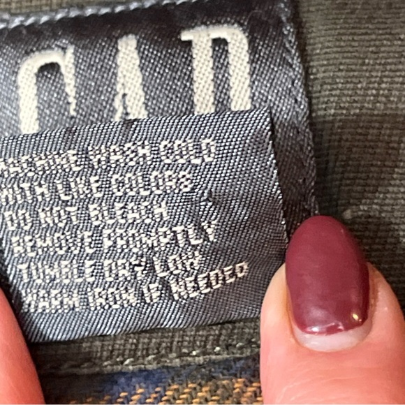 Gap Plaid Flannel 90s Lined ARMY GREEN Canvas VEST Men XL cotton Waistcoat Lined - Picture 11 of 16